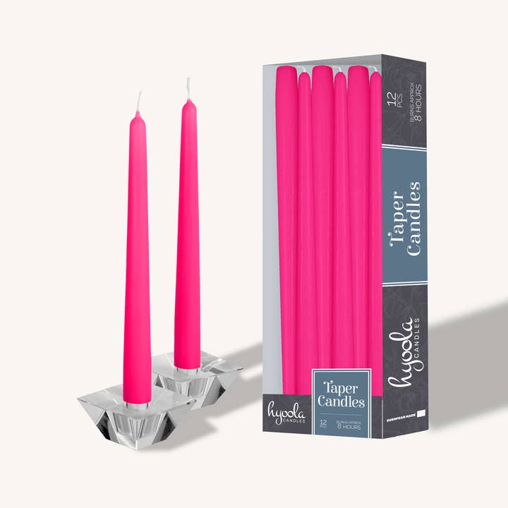 Lot de 12 bougies coniques fuchsia - 25 cm pour la vente par Hyoola Candles