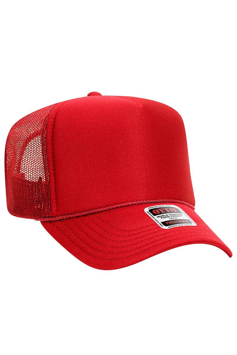 Wholesale Accessory Market - Wholesale Trucker Hat - Unisex - OTTO Red Foam Front High Crown Trucker Hat