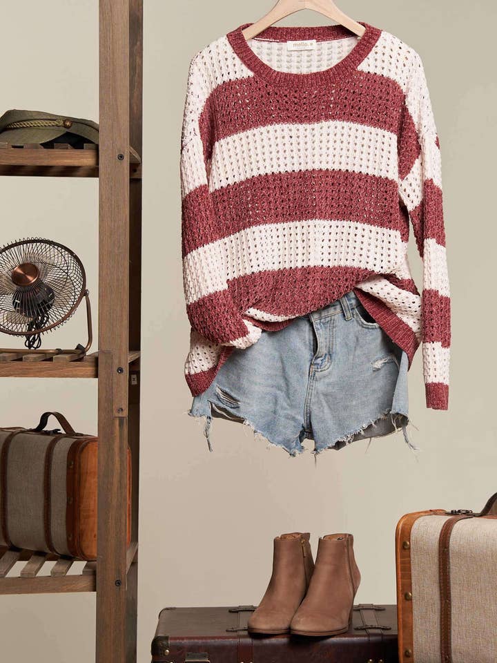 Mello. - Wholesale Knit Sweater - Women's - Color Block Sweater5