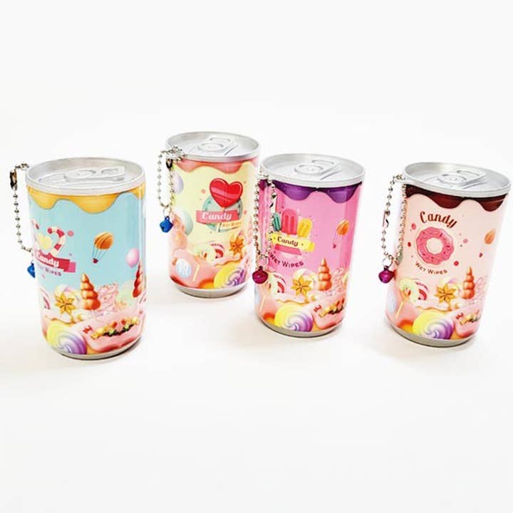 Assorted Color Candy Theme Can Wet Wipes for wholesale on Faire