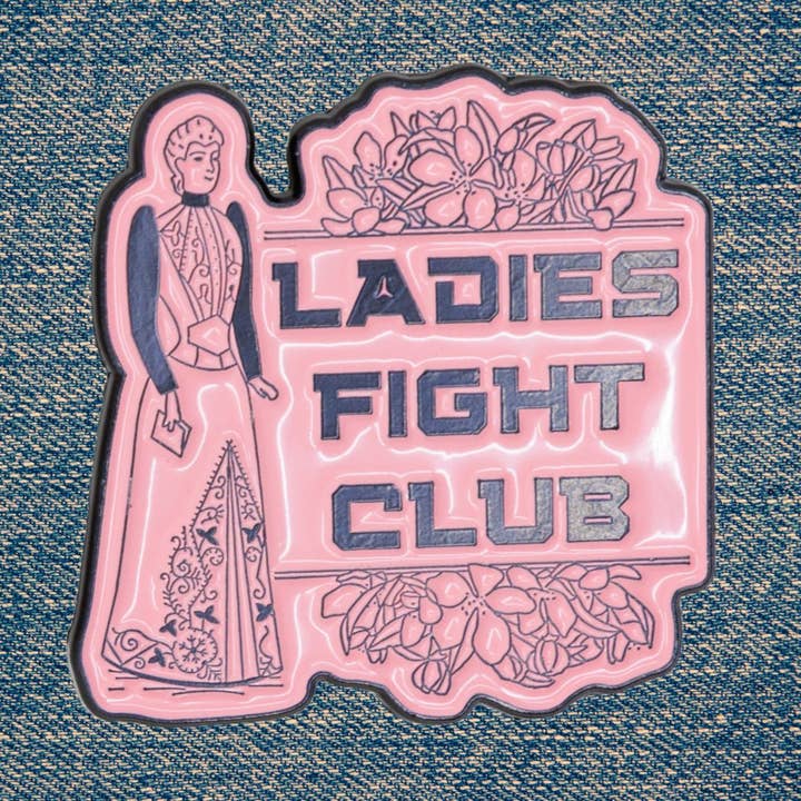 Ladies Fight Club Enamel Pin Victorian Funny Lapel Pin for wholesale by GetBullish