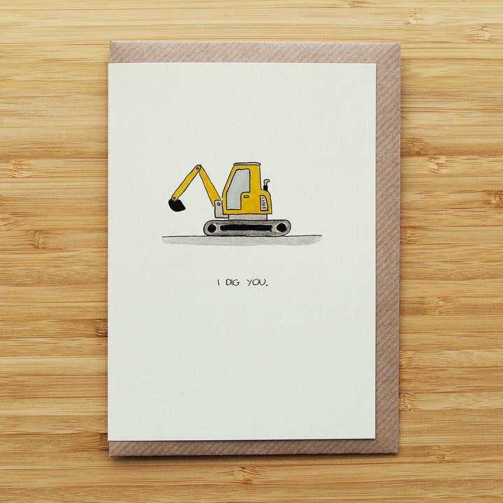 RossJDesigns – wholesale Love card – Digger Love Card - Funny - Love & Valentines - Recycled Card