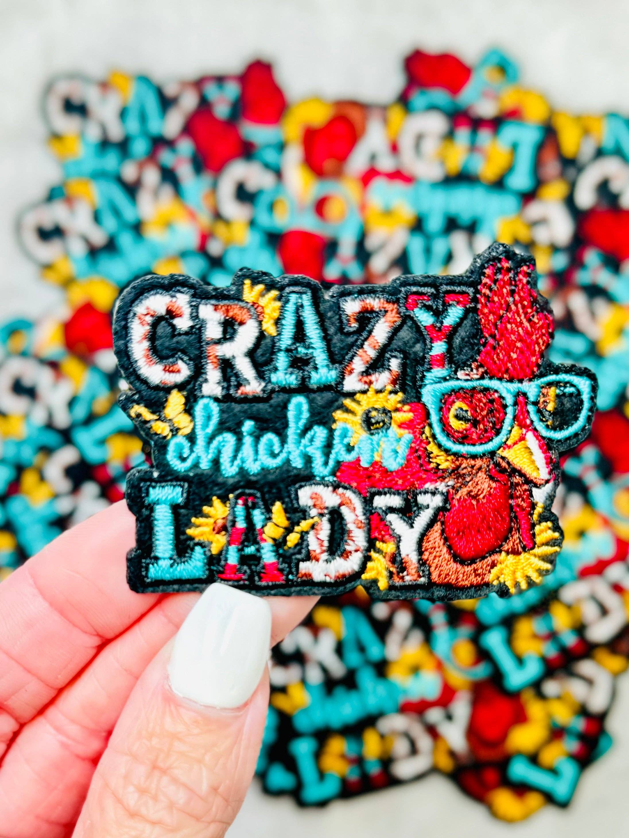 Magen Made Designs - Wholesale Patch - Crazy Chicken Lady Embroidered Patch1
