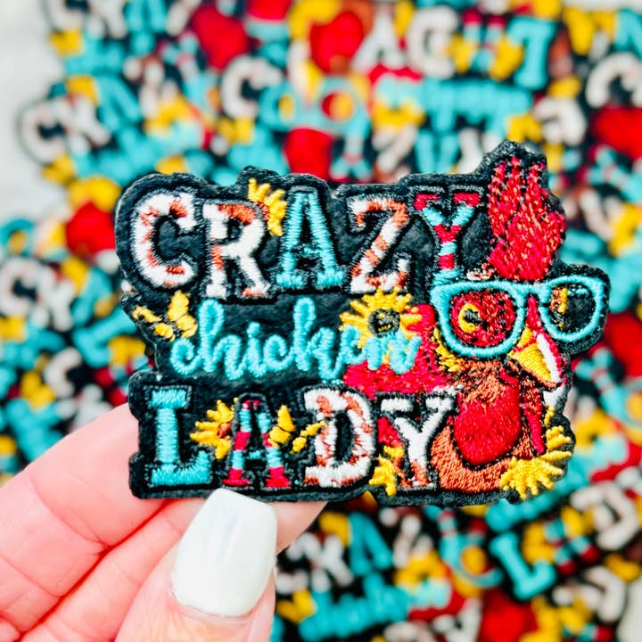 Magen Made Designs - Wholesale Patch - Crazy Chicken Lady Embroidered Patch1