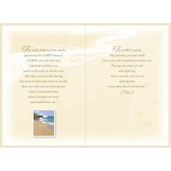InterGreet.com – Cartão religioso por atacado – Pegadas no Cartão de Areia - Cartas Religiosas Cristãs1