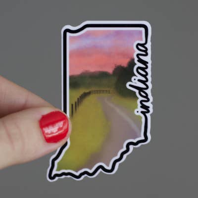 Indiana Landscape Waterproof Illustrated Sticker for wholesale by Len + Laine