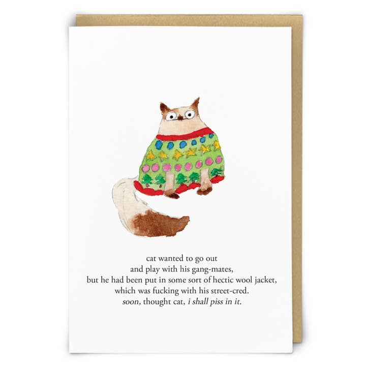 Piss Cat Greeting Card for wholesale by Redback Cards - ALL duties and tariffs paid