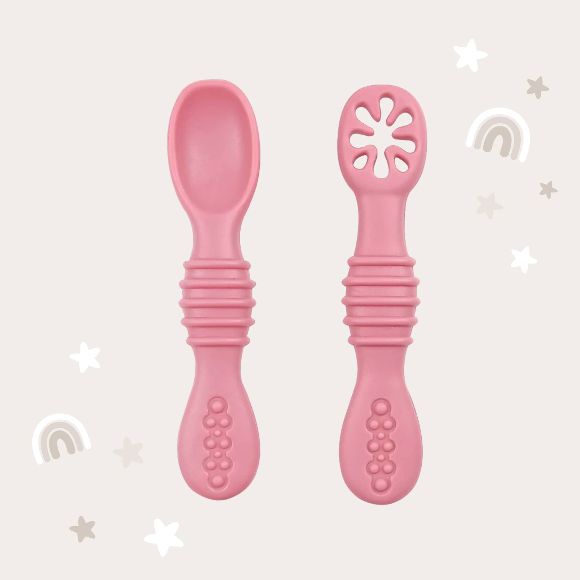 Infant Training Spoons for Self Feeding - Dusty Rose for wholesale on Faire2