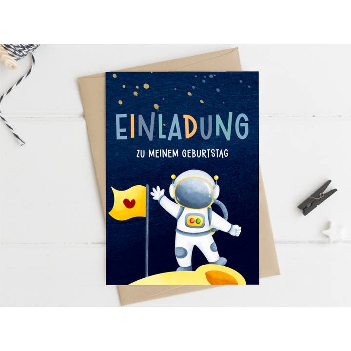 Invito al compleanno dell'astronauta, compleanno dei bambini per la vendita all'ingrosso da parte di MojiTags