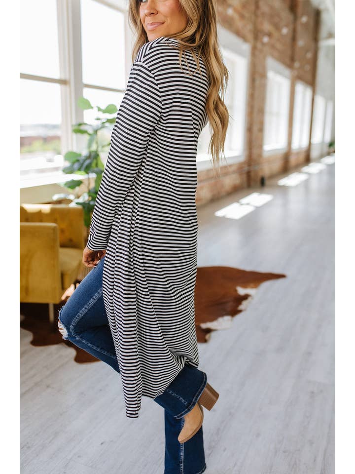 Stripe Jemma Striped Long Cardigan | S-XL for wholesale on Faire
