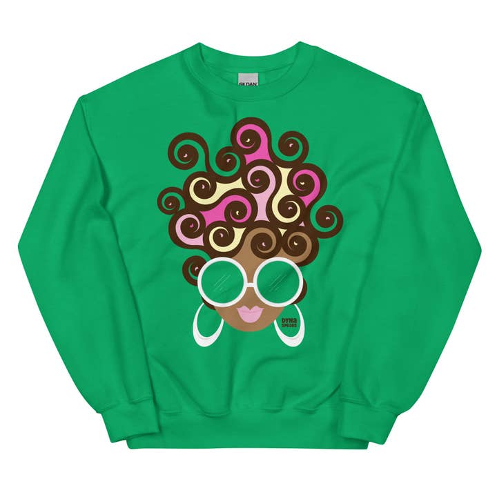 Candy Coated Coils, Pink Hair, Unisex Sweatshirt for wholesale by The DynaSmiles Stationery