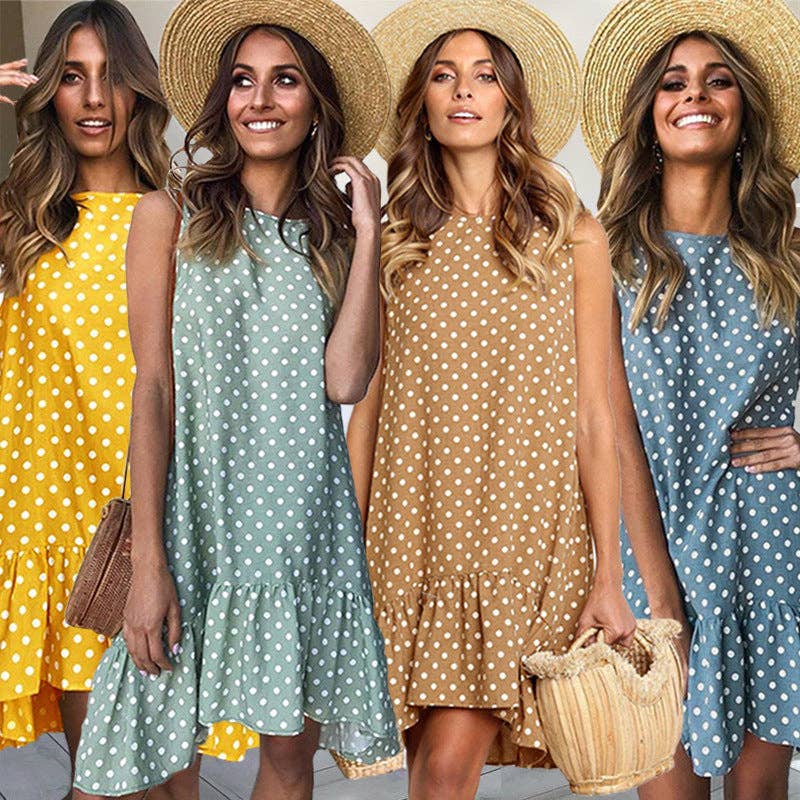 Sharon Tatem Fashion LLC - Wholesale Dress - Women's - Dress Sexy Boho Beach Sundress Women Floral Printed Polka Dot16