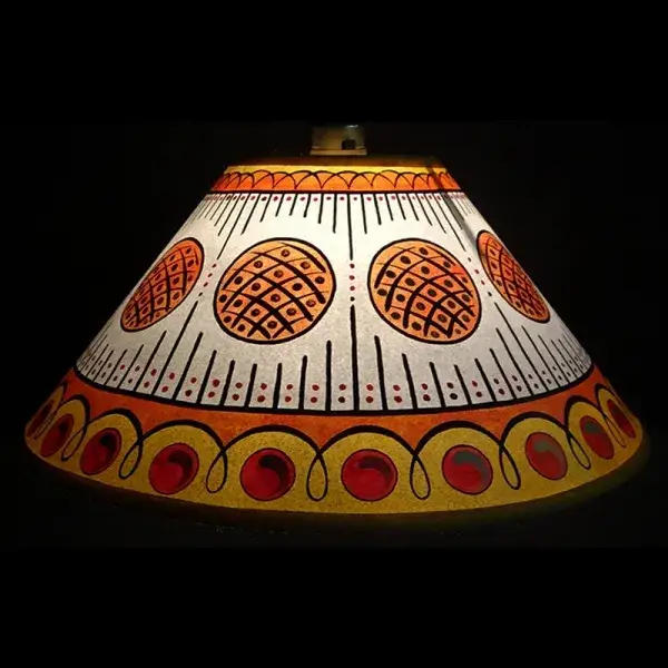 Cressida Bell - Wholesale Lamp Shade - Hand-painted Circles & Stripes Lampshade - Yellow Gold1