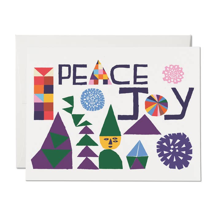 Peace and Joy holiday greeting card for wholesale by Red Cap Cards