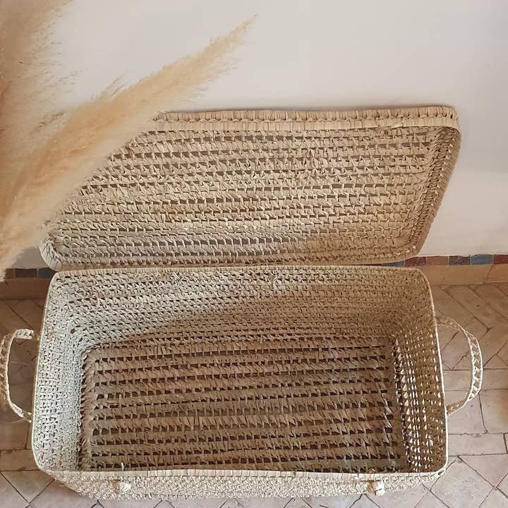 Melecraft - Wholesale Storage Bin - Wicker Storage Trunk -Palm Leaf Storage Chest Storage Basket1