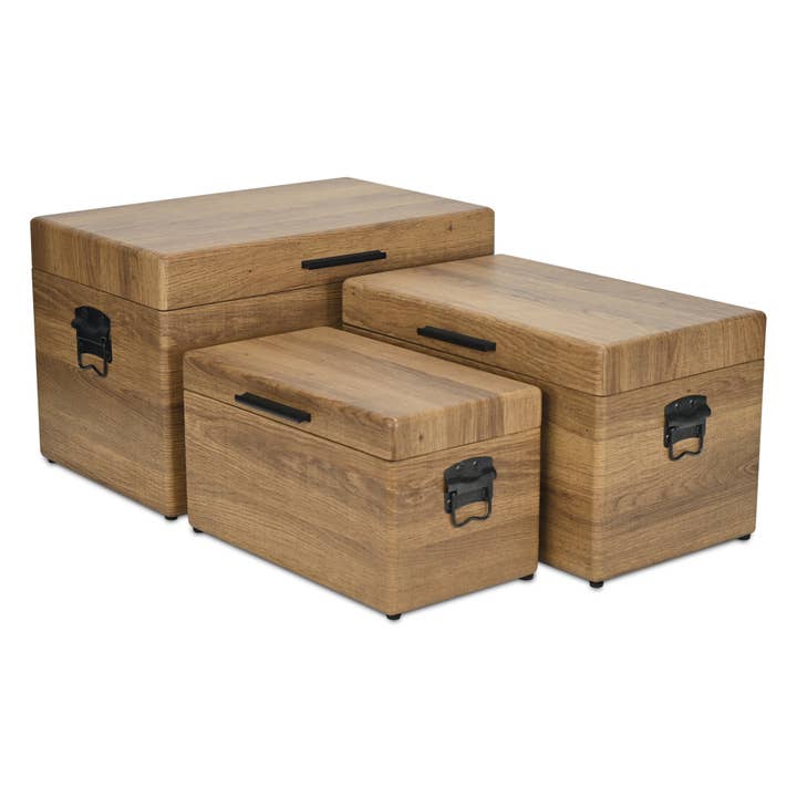 Cheungs Home Decor - Wholesale Trunk - Sable Set of 3 Trunks with Black Handles - Brown