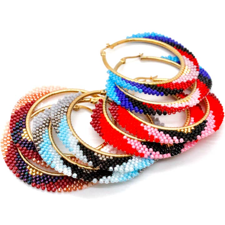 LIZOU – Brincos de argola por atacado – Brincos Retro Miyuki Seed Bead Hoop - Coleção Seeds3