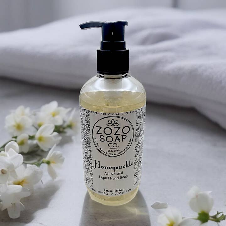 Honeysuckle Liquid Hand Soap for wholesale by ZOZO Soap Co.