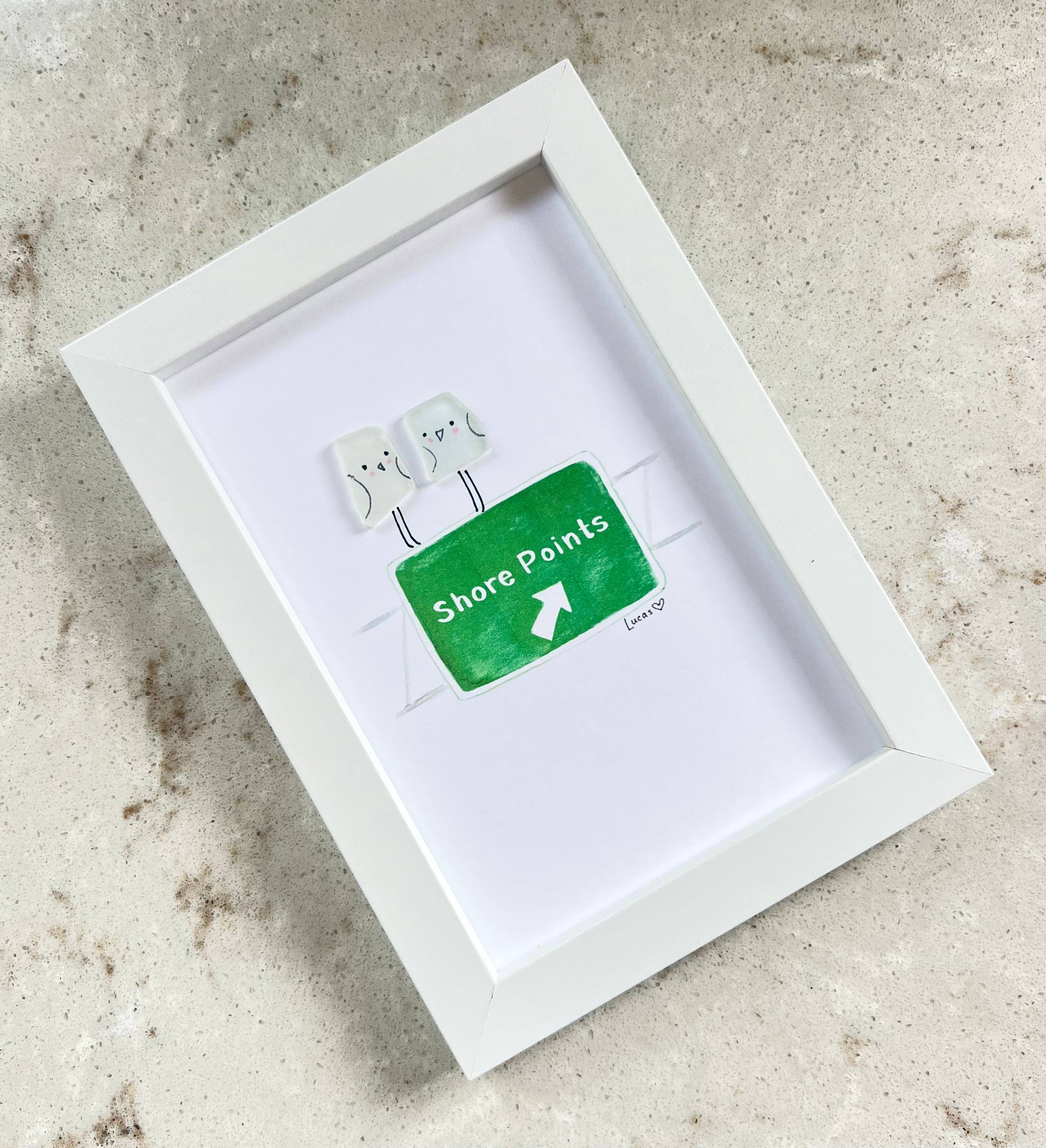 Sook & Hook - Wholesale Wall Sign - Shore Points Sign with Sea Glass Birds1