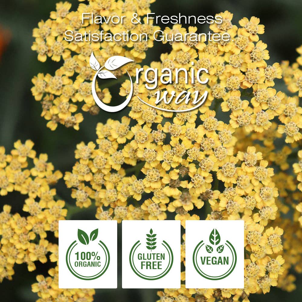 Organic Way LLC – wholesale Herbs – Yarrow Flower Cut & Sifted (Achillea millefolium) - Herbal Tea | European Wild-Harvest | Kosher & USDA Certified | Vegan, Non-GMO & Gluten Free | 100% Raw from Albania2