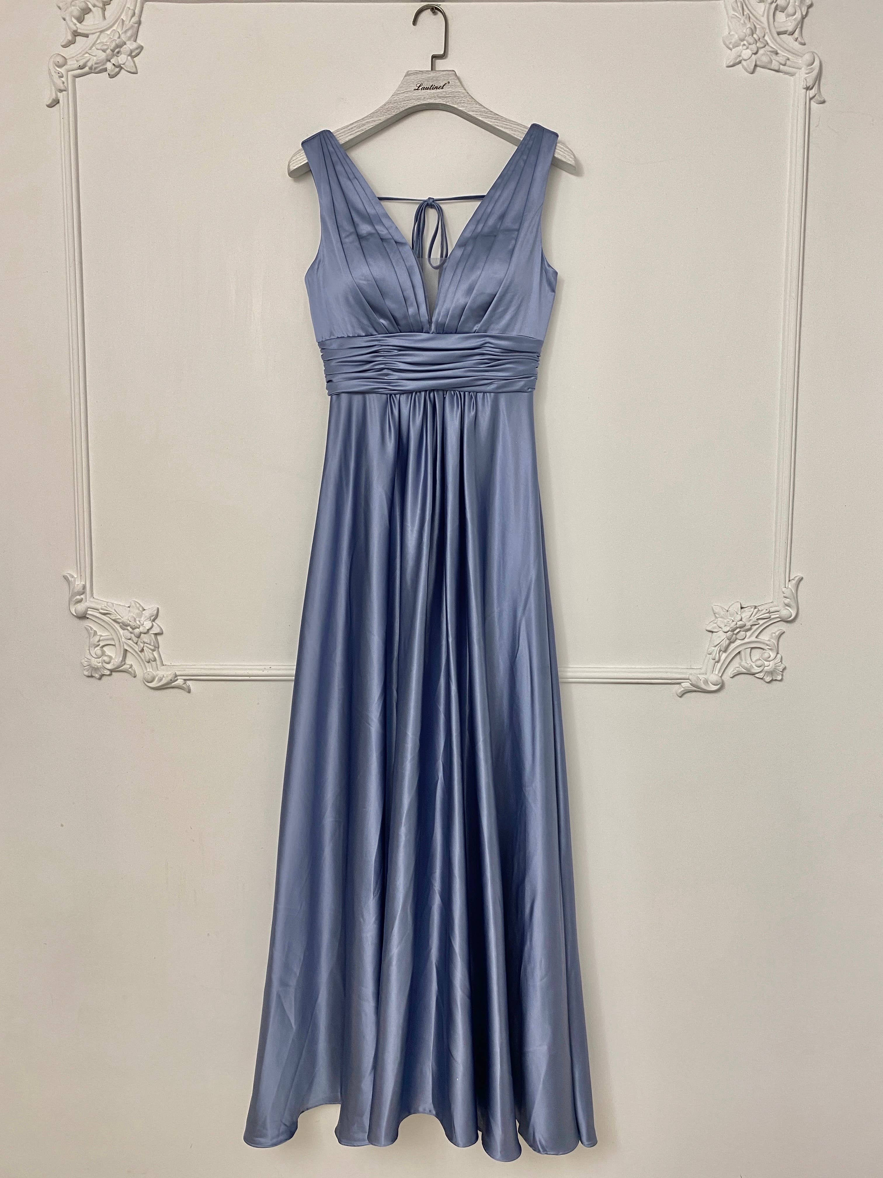 Lautinel – Engroshandel Aftenkjole - Dame – Plus size aftenkjole i satin med V-udskæring R1874G10