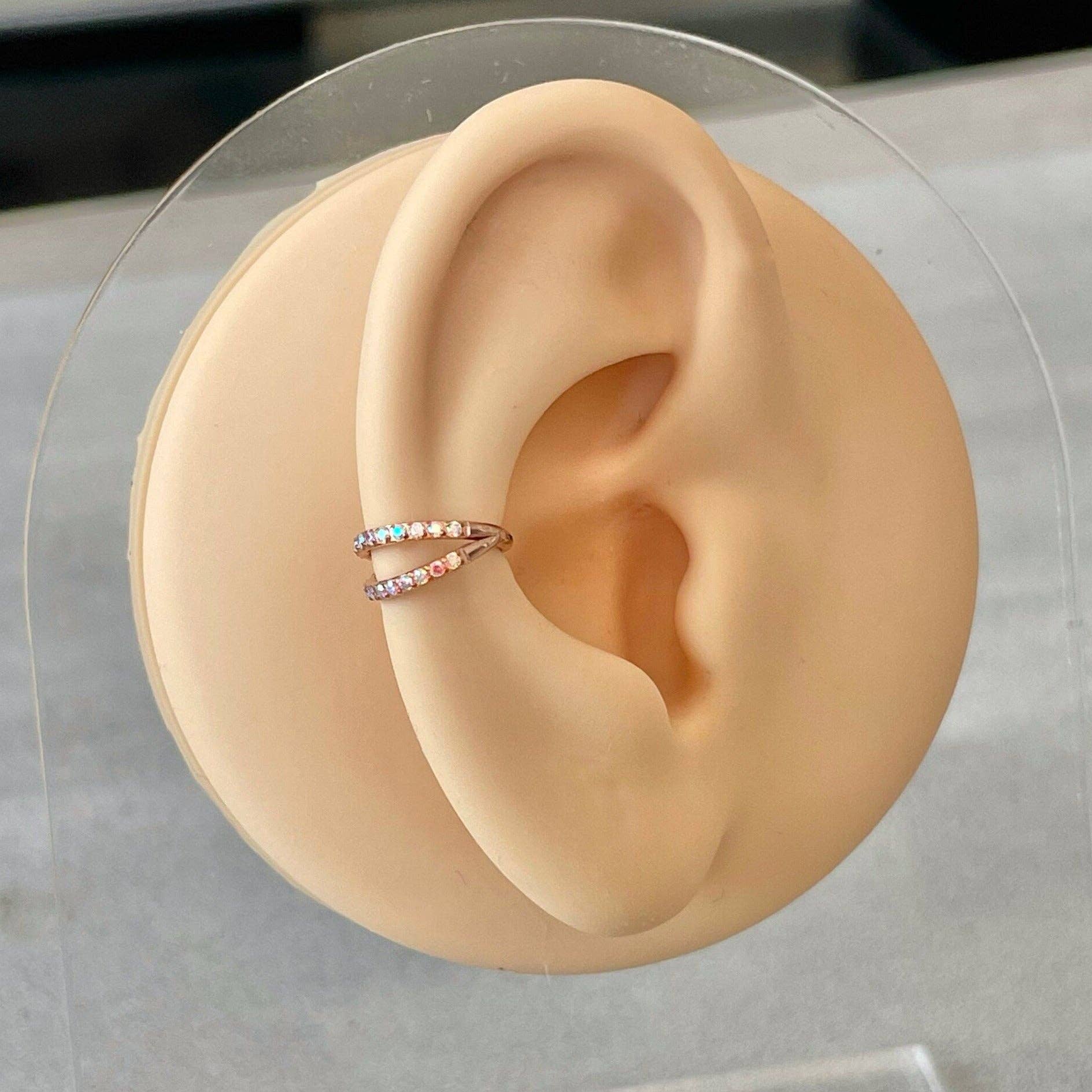 Elara Body Jewelry - Wholesale Single Earring - Rose Gold Aurora Conch Piercing (16G | 8mm or 10mm | Titanium | Rose Gold, Gold, or Silver)3