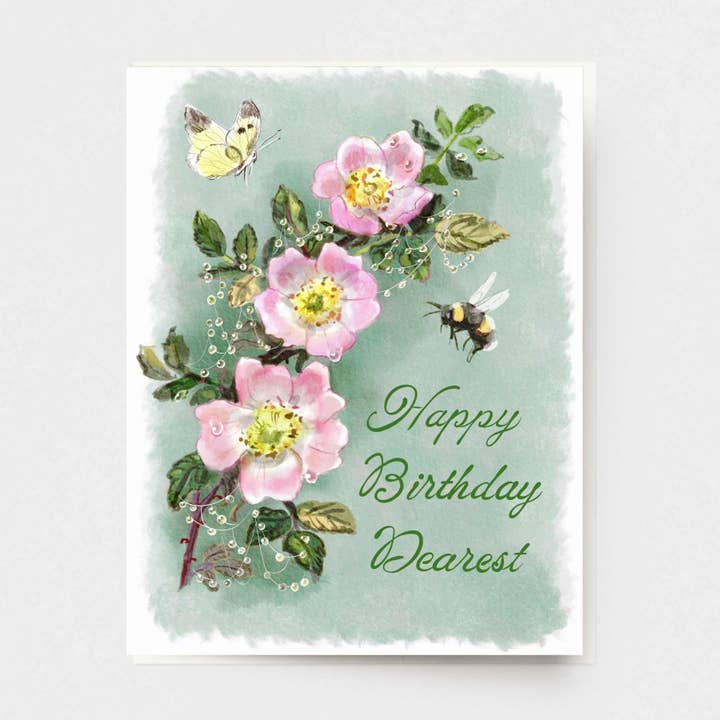 Fødselsdagsrose 10 lykønskningskort (Kopi) for engroshandel hos Ingrid Press