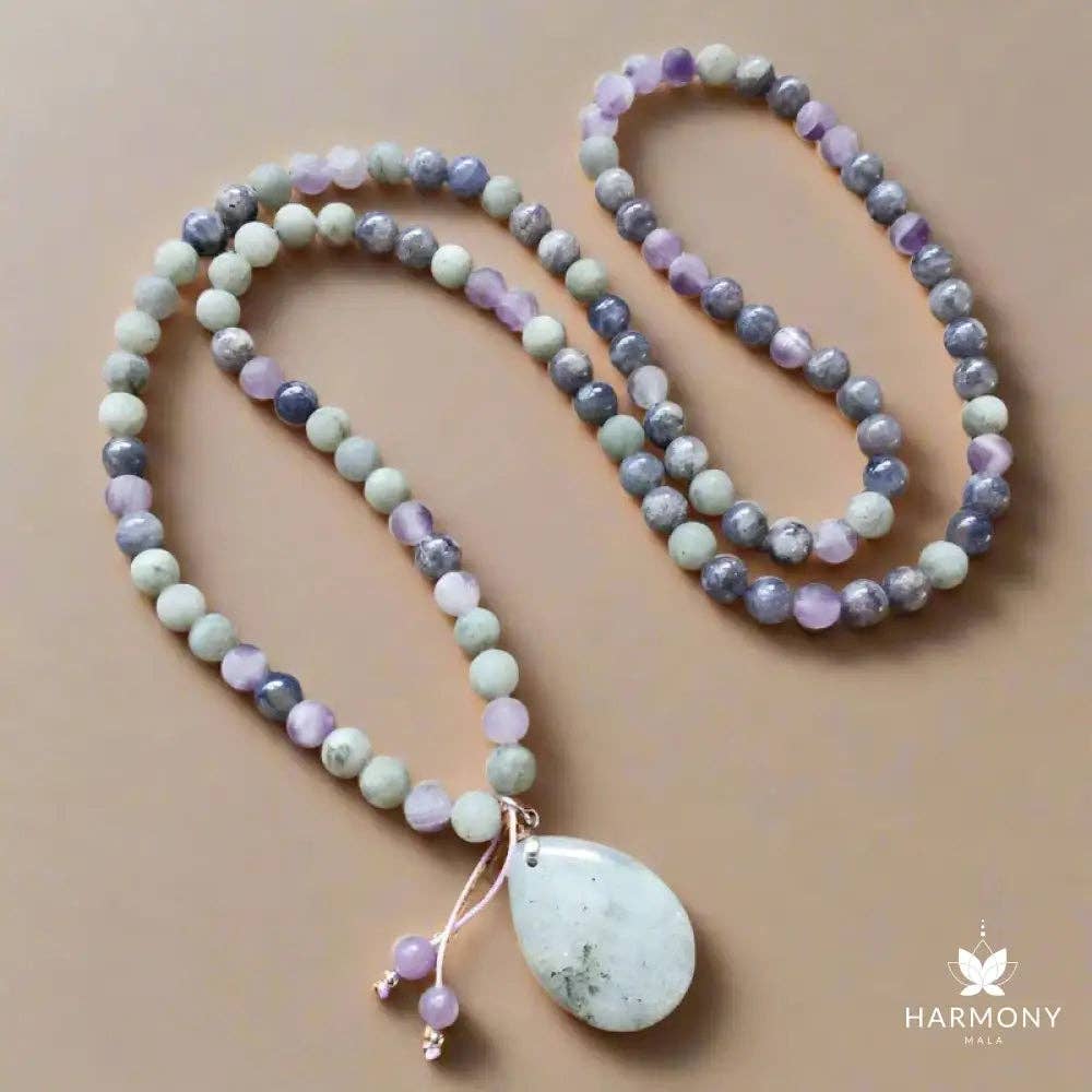 Harmony Mala - Wholesale Beaded/Pearl Necklace - Cordierite, Labradorite, and Amethyst Mala Necklace6