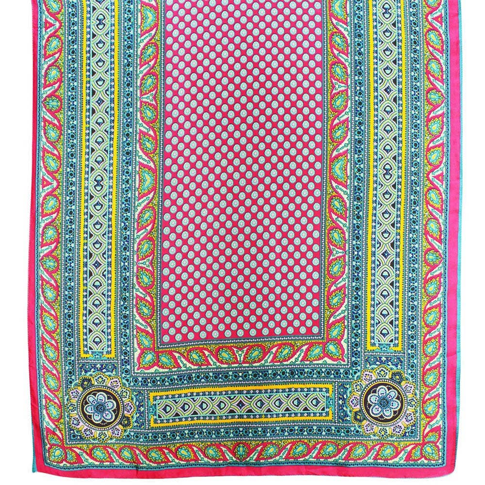 Sensibling Corp. - Wholesale Scarf - Women's - Abstract Pattern Printed Oblong Silky Satin Scarf Shawl2