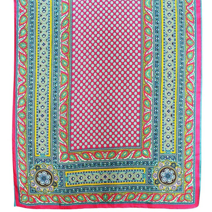 Sensibling Corp. – Großhandel Schal – Damen – Bedruckter länglicher Schal aus seidigem Satin mit abstraktem Muster2