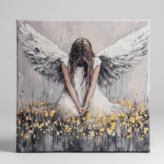 Angel canvas art print, spiritual home decor, wall decor for wholesale by Rustic Nester
