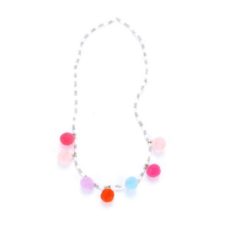 Multicolor Pompom Necklace for Little Girls for wholesale by Peppercorn Kids