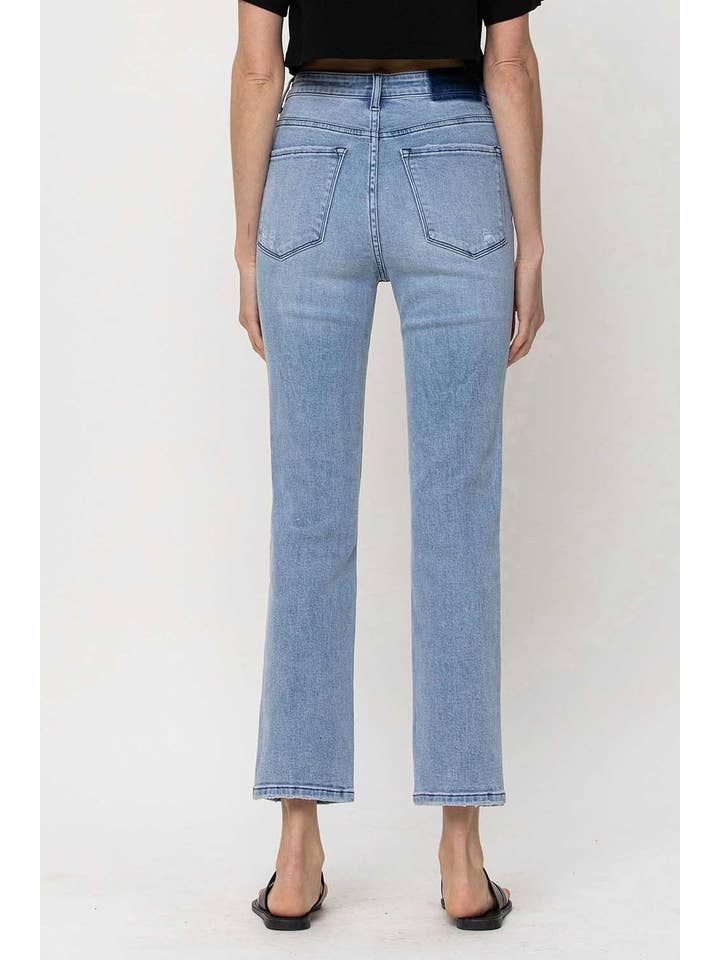 HA BARMHÄRTIGHET SUPERHÖGA RAKA JEANS MED CROP SIDE SLITS V2407 för wholesale på Faire