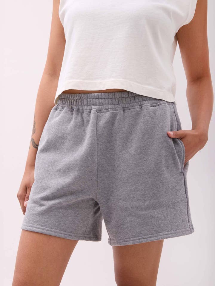 Womens Recycled Fleece Sweatshort - Recycled Fleece - Heather Grey for wholesale by Andie Swim