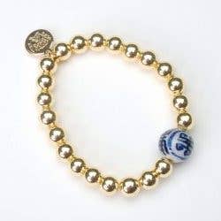 Pulseira de pedra grande chinoiserie de ouro 8mm por atacado de Wendy Perry Designs