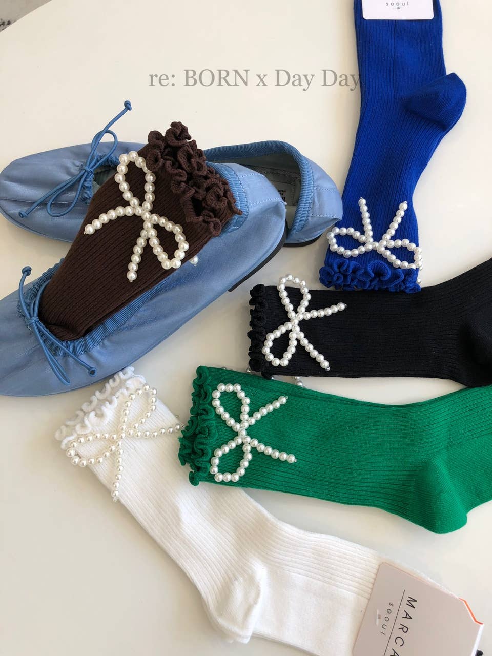 K-Wonderland – wholesale Socks – Women's – Hot Trend Pearl Ribbon Soft Fashion Socks5