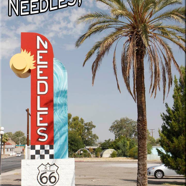 Route 66 kylskåpsmagnet med en bild i Needles, DET DÄR för wholesale av DK LaserWorx