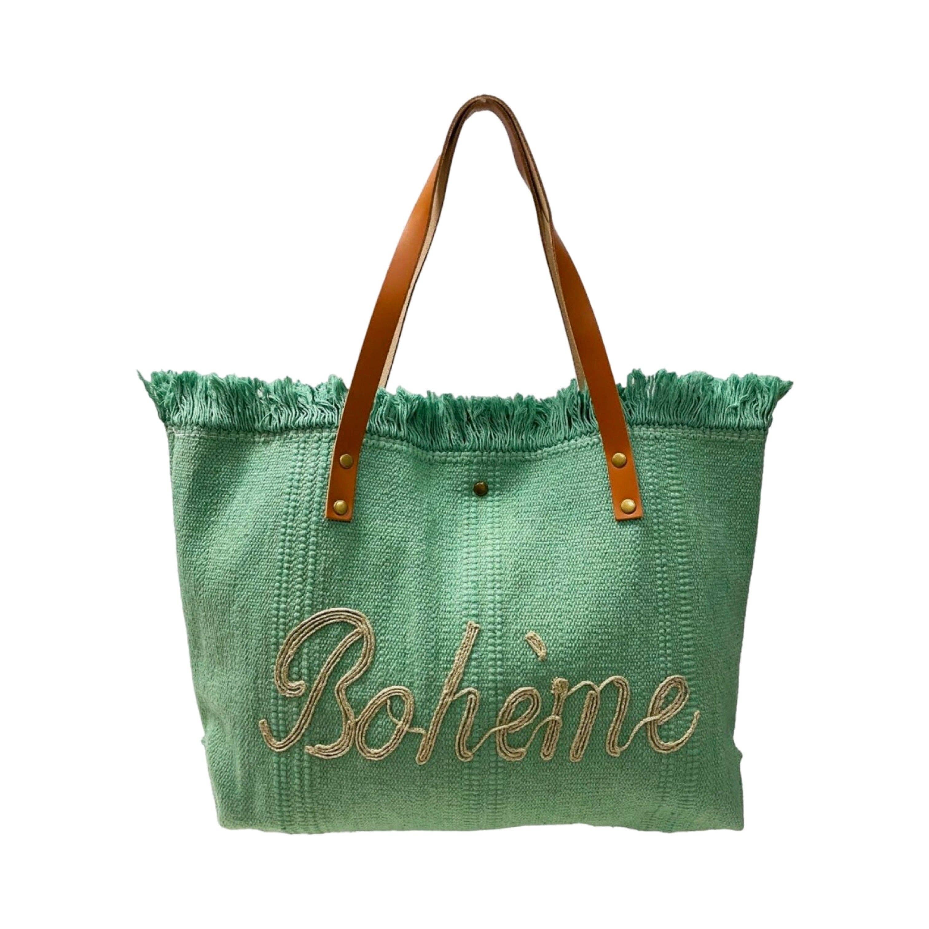 Louisa lee - Wholesale Tote Bag - Women's - COTTON BAG WITH LEATHER BOHEMIAN TRIM0