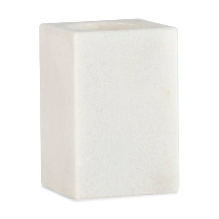 Porte-brosses à dents carré en marbre blanc pour la vente par Andrea House