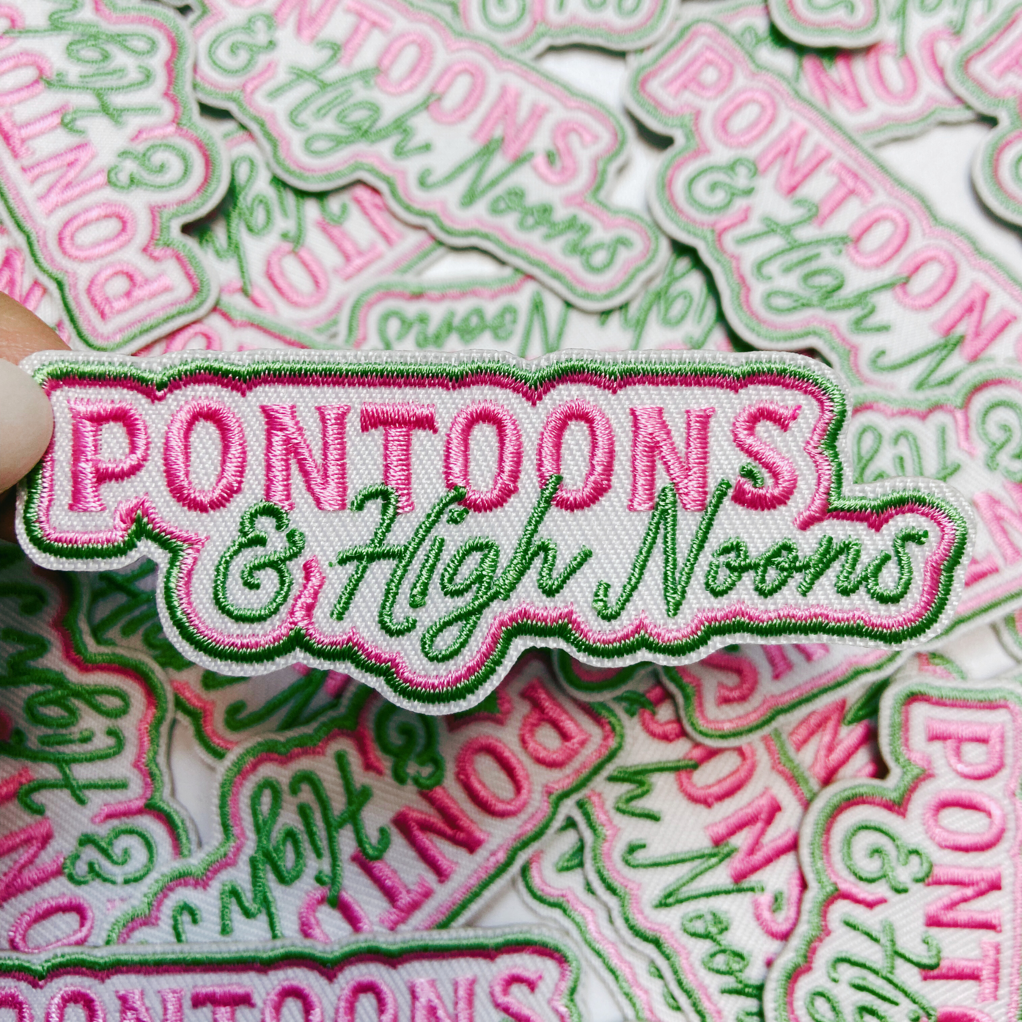 TEELUX - Wholesale Patch - 3" Pontoons & High Noons -  Embroidered Hat Patch2