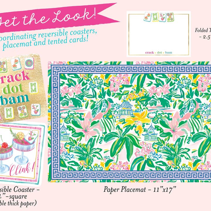 billet-doux - Wholesale Disposable Coasters - Mahjong Party Coasters Set Of 8 With Reversible Prints2