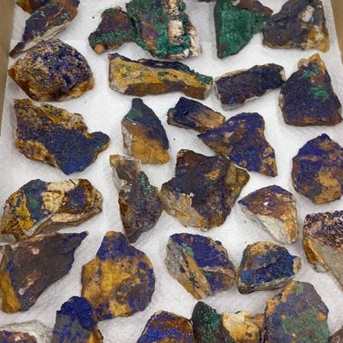 Azurit Malachit Kleine Stücke Flach /Box für den Großhandel von Casablanca Exports