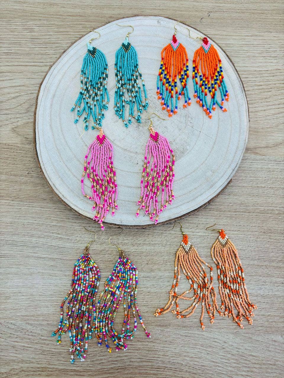 Hecho a mano - Vente Boucles d'oreilles pendantes - Boucles d’oreilles pendantes à boules colorées2