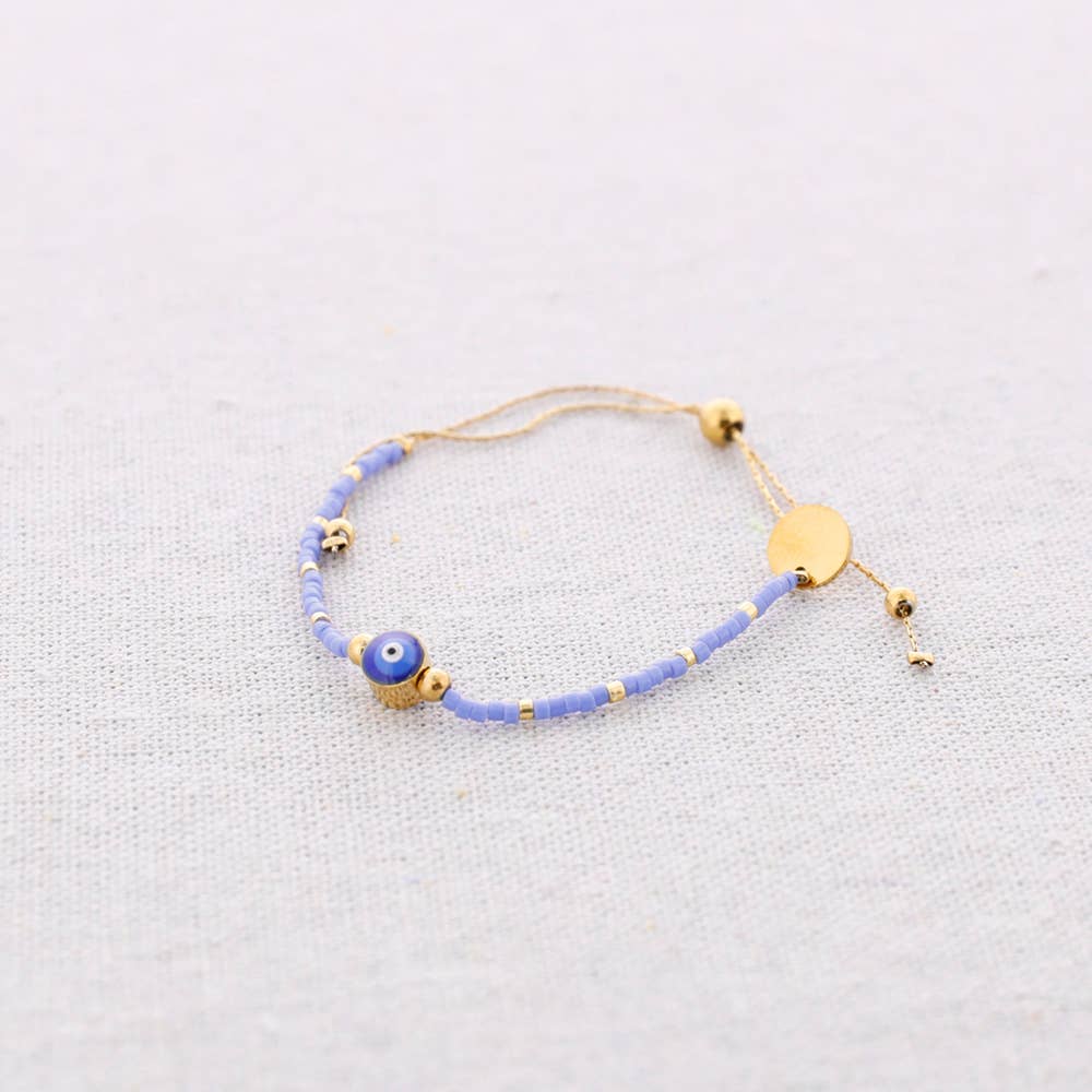 Sonata - Wholesale Snap Jewelry - Steel Macrame Bracelet Miyuki Beads Turkish Eye6