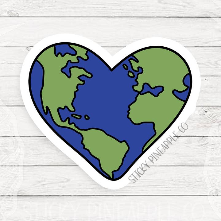 Heart Of The World | Matter Aufkleber | Wetterfester Aufkleber | Aufkleber zum Tag der Erde | Für Ihren Laptop, Ihre Wasserflasche und mehr! für den Großhandel von Sticky Pineapple Co