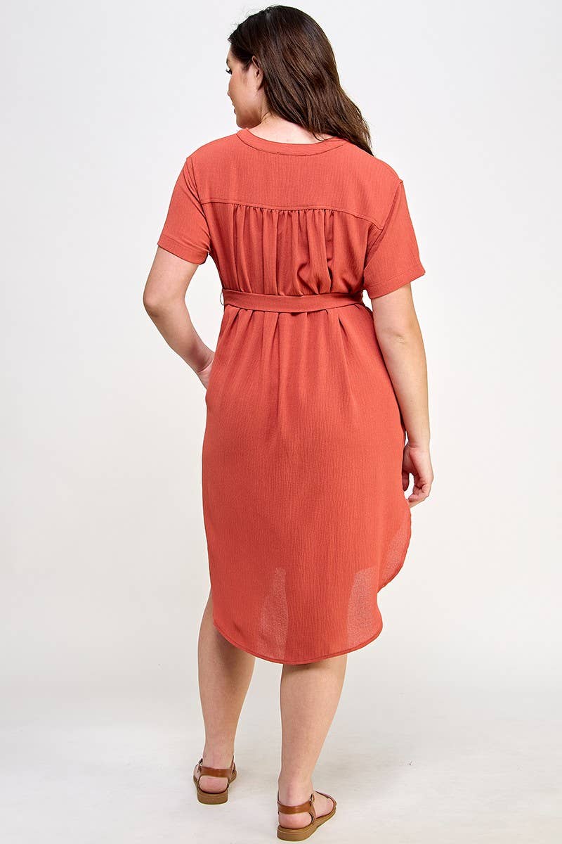 Haute Fox Plus Size & Contemporary – wholesale Klänning - Dam – Plus Size Midi V-ringad midjebandsklänning SS2352P-D5