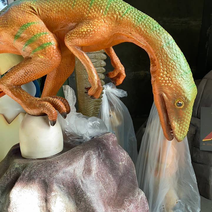 LM Treasures - Wholesale Figurine Toy - Kids - Compsognathus Dinosaur On Rock Life Size Statue