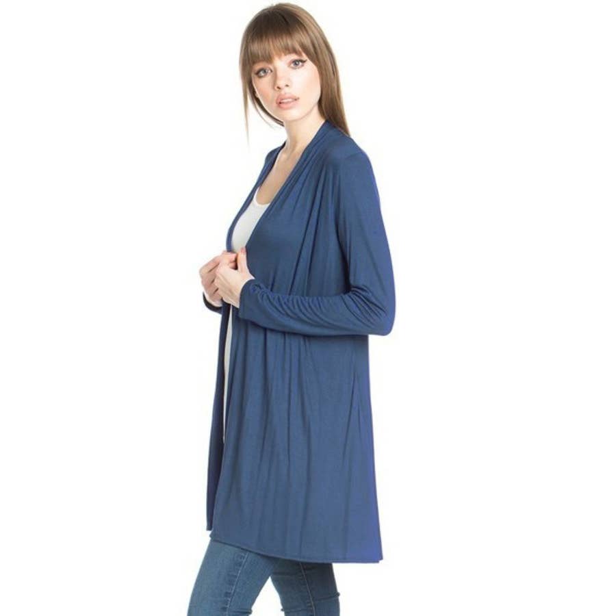 Azules Clothing - Venta al por mayor Cárdigan - Mujer - Cárdigan drapeado de manga larga con parte delantera abierta40