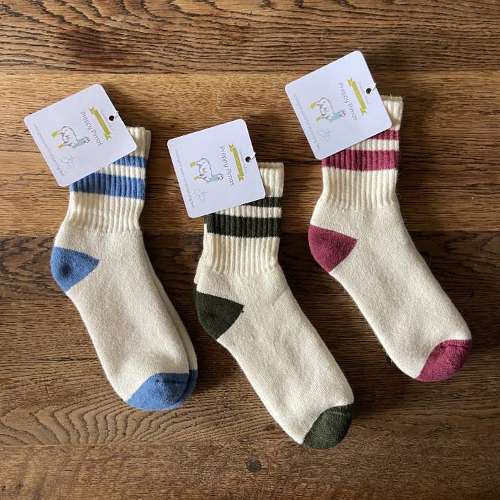 Womens Preppy Stripe Alpaca Socks UK 4-7 EU 37-40 US 6-5-9.5 for wholesale by Samantha Holmes Alpaca Clothing and Gifts