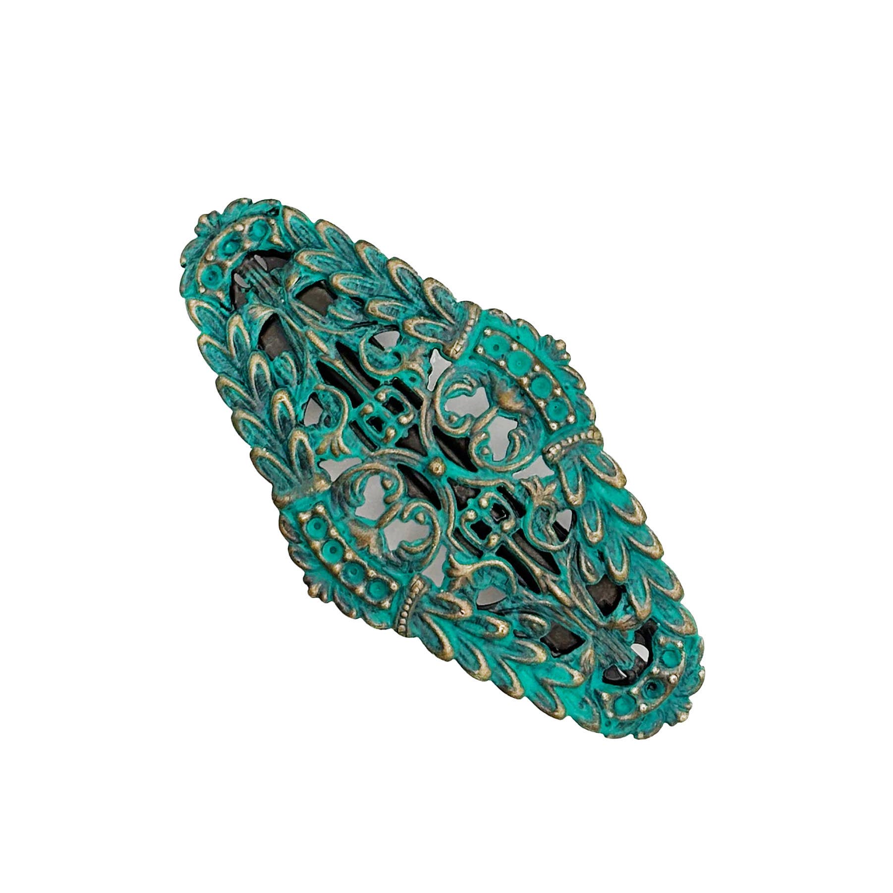 Gleeful Peacock - Wholesale Barrette - Women's - Athena Filigree Hand-Painted Barrette - Vintage Boho Style